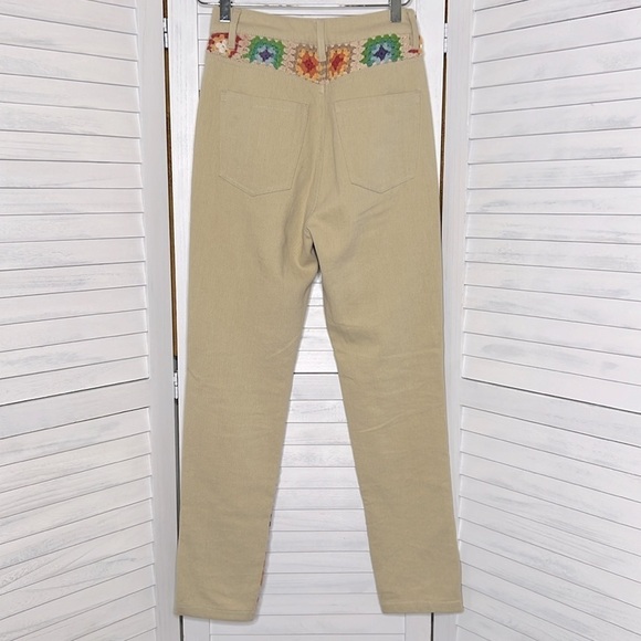 WE THE FREE l Zuni Crochet Crochet Rolled Mom Jeans Grandmacore Sz. 25 High Rise - Picture 6 of 14